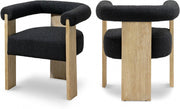 Barrel Boucle Fabric Upholstered Dining Chair in Black - 566Black-C