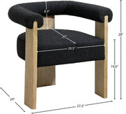 Barrel Boucle Fabric Upholstered Dining Chair in Black - 566Black-C