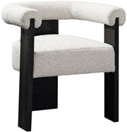 Barrel Boucle Fabric Upholstered Dining Chair in Cream - 565Cream-C