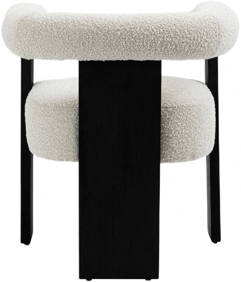 Barrel Boucle Fabric Upholstered Dining Chair in Cream - 565Cream-C