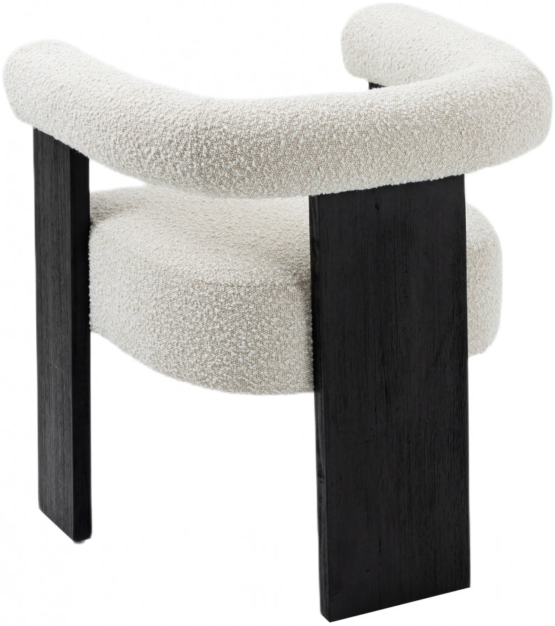 Barrel Boucle Fabric Upholstered Dining Chair in Cream - 565Cream-C