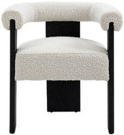 Barrel Boucle Fabric Upholstered Dining Chair in Cream - 565Cream-C