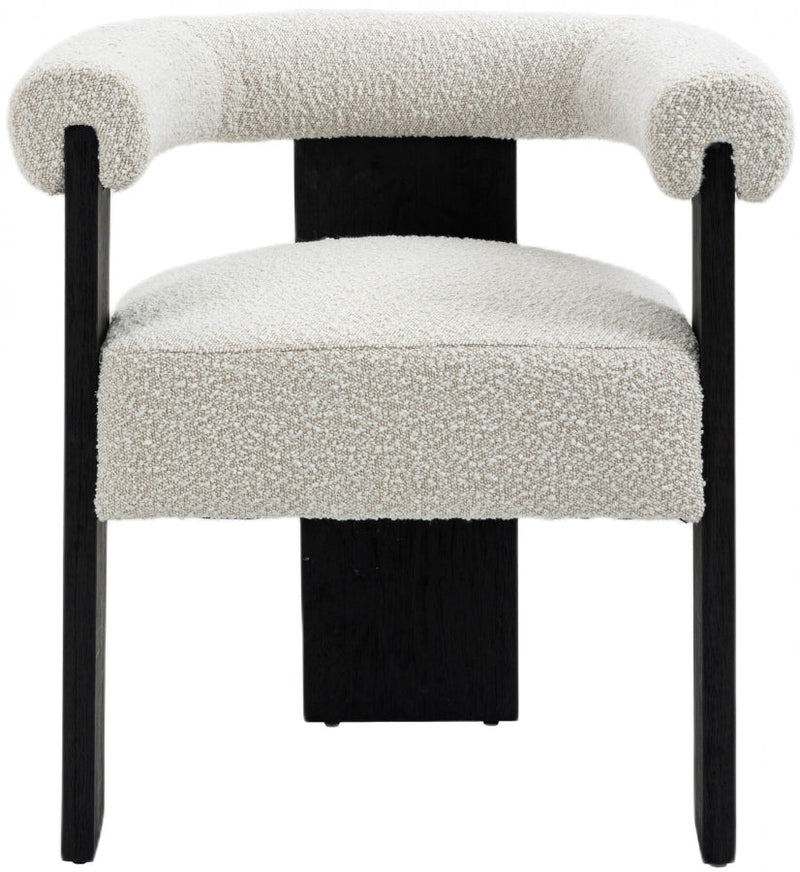 Barrel Boucle Fabric Upholstered Dining Chair in Cream - 565Cream-C