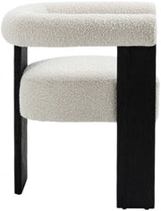 Barrel Boucle Fabric Upholstered Dining Chair in Cream - 565Cream-C