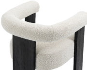 Barrel Boucle Fabric Upholstered Dining Chair in Cream - 565Cream-C