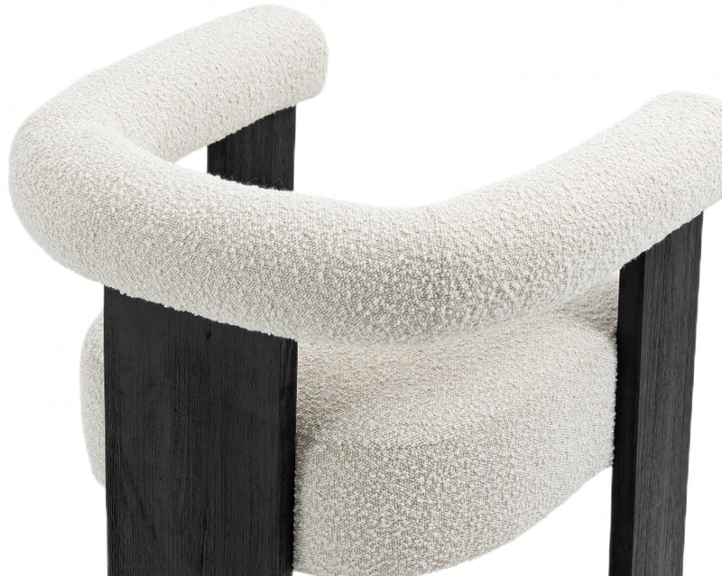 Barrel Boucle Fabric Upholstered Dining Chair in Cream - 565Cream-C