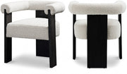 Barrel Boucle Fabric Upholstered Dining Chair in Cream - 565Cream-C