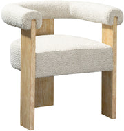 Barrel Boucle Fabric Upholstered Dining Chair in Cream - 566Cream-C