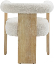 Barrel Boucle Fabric Upholstered Dining Chair in Cream - 566Cream-C