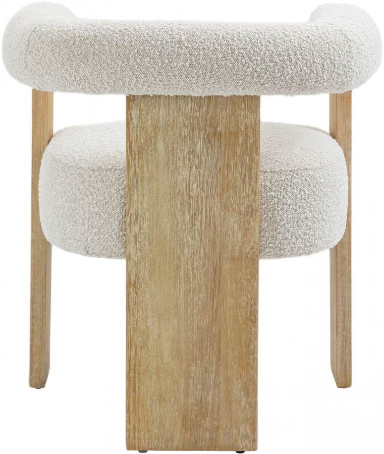 Barrel Boucle Fabric Upholstered Dining Chair in Cream - 566Cream-C