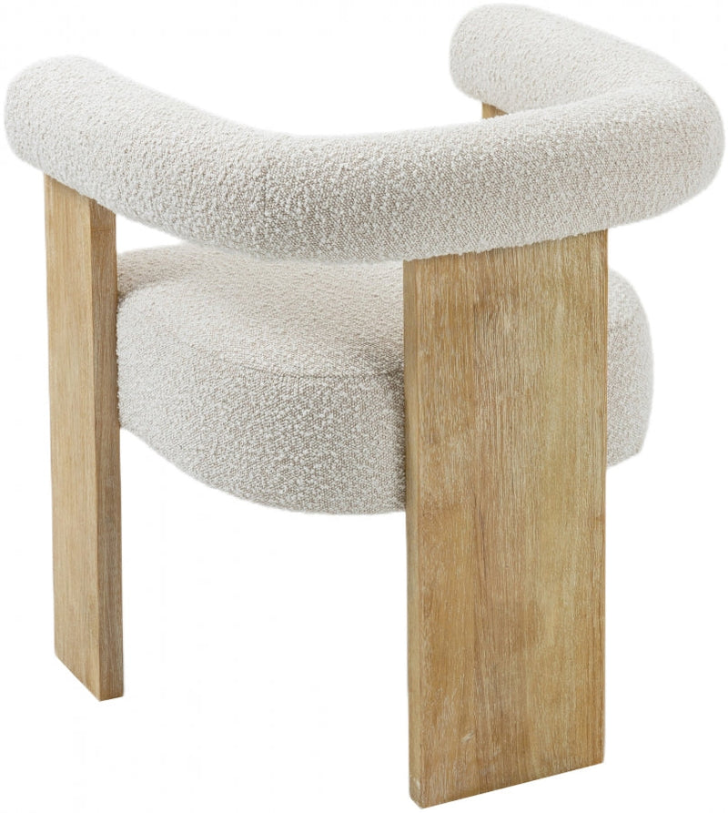 Barrel Boucle Fabric Upholstered Dining Chair in Cream - 566Cream-C
