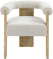 Barrel Boucle Fabric Upholstered Dining Chair in Cream - 566Cream-C
