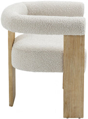 Barrel Boucle Fabric Upholstered Dining Chair in Cream - 566Cream-C