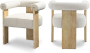 Barrel Boucle Fabric Upholstered Dining Chair in Cream - 566Cream-C