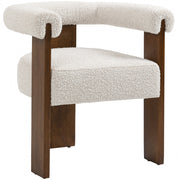 Barrel Cream Boucle Fabric Upholstered Dining Chair in Cream - 562Cream-C