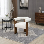 Barrel Cream Boucle Fabric Upholstered Dining Chair in Cream - 562Cream-C