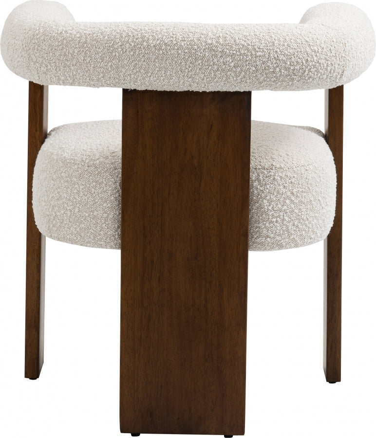 Barrel Cream Boucle Fabric Upholstered Dining Chair in Cream - 562Cream-C