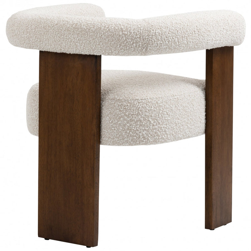 Barrel Cream Boucle Fabric Upholstered Dining Chair in Cream - 562Cream-C
