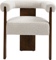 Barrel Cream Boucle Fabric Upholstered Dining Chair in Cream - 562Cream-C