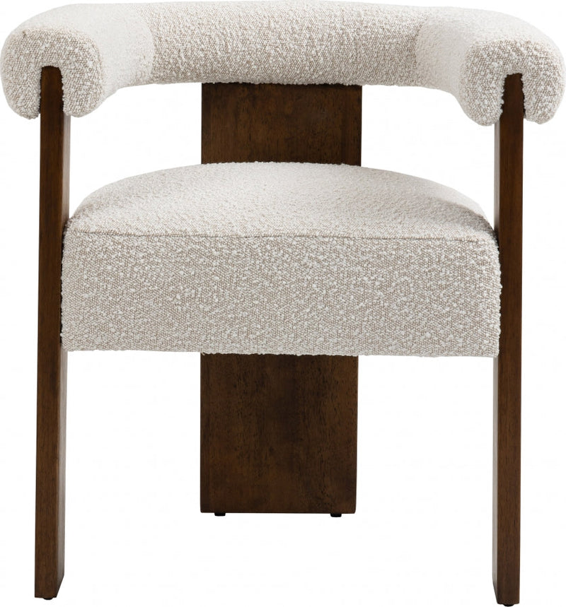 Barrel Cream Boucle Fabric Upholstered Dining Chair in Cream - 562Cream-C