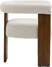 Barrel Cream Boucle Fabric Upholstered Dining Chair in Cream - 562Cream-C