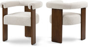 Barrel Cream Boucle Fabric Upholstered Dining Chair in Cream - 562Cream-C