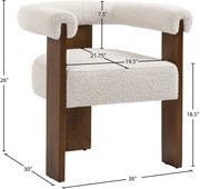 Barrel Cream Boucle Fabric Upholstered Dining Chair in Cream - 562Cream-C