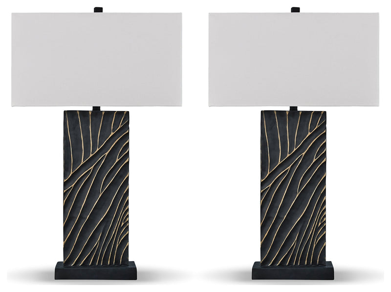 Bartlen 2-Piece Table Lamp Set in Black/Gold Finish - PKG019349