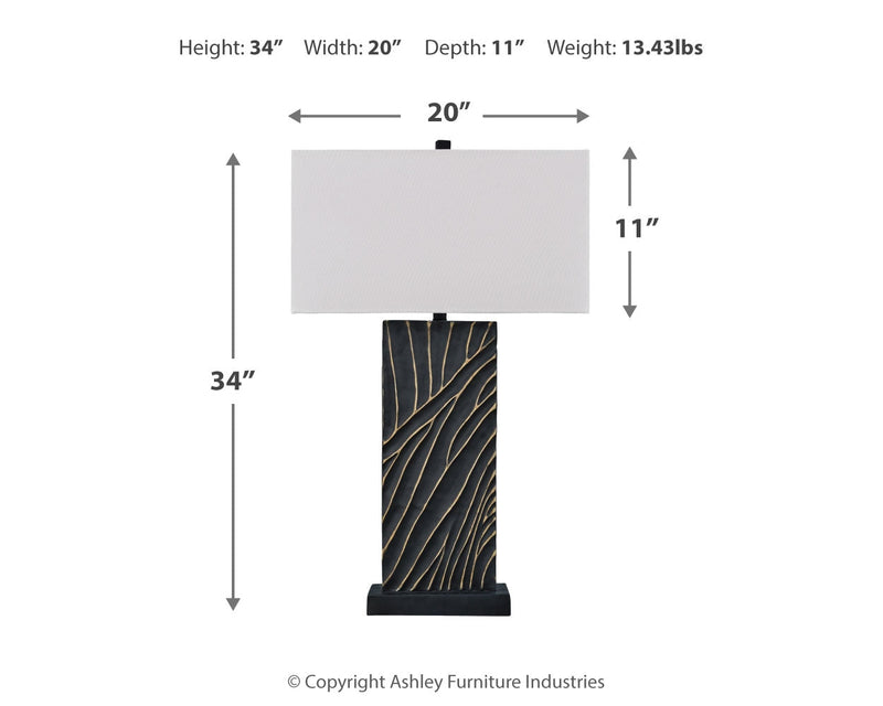 Bartlen 2-Piece Table Lamp Set in Black/Gold Finish - PKG019349