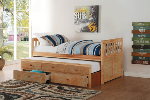 Bartly Pine Twin/Twin Trundle Captain Bed | B2043 - Gate FurnitureYouth Bedroom Set