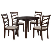 Barton 5-piece Round Wood Dining Table Set Dark Brown - 150340