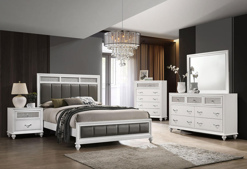 Barzini 5-piece Eastern King Bedroom Set White - 205891KE-S5