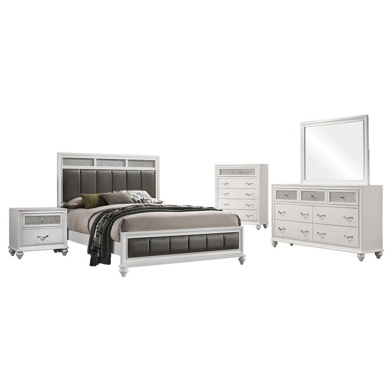 Barzini 5-piece Eastern King Bedroom Set White - 205891KE-S5