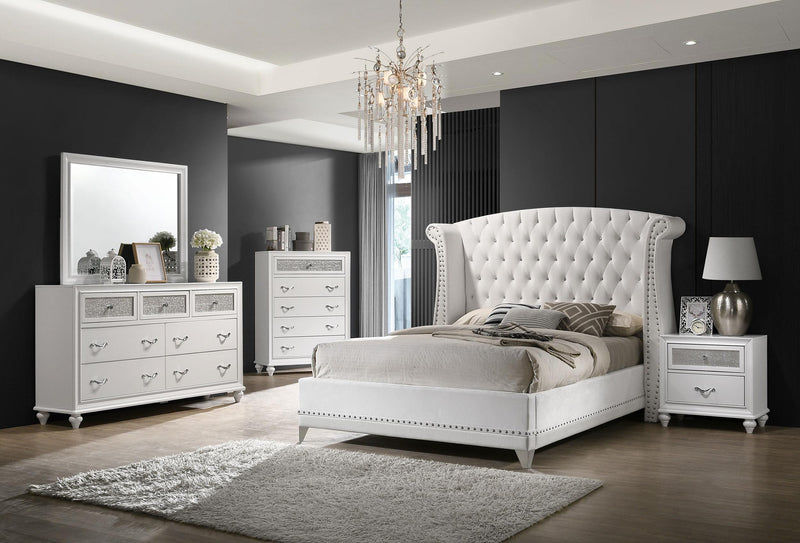 Barzini 5-piece Eastern King Bedroom Set White - 300843KE-S5
