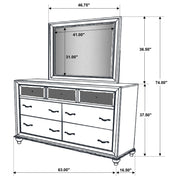 Barzini 7-drawer Dresser with Mirror White - 205893M