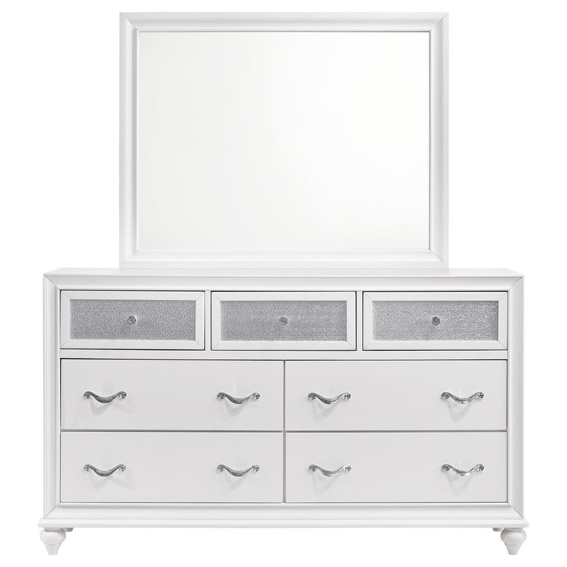 Barzini 7-drawer Dresser with Mirror White - 205893M