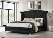 Barzini Upholstered California King Wingback Bed Black - 300643KW