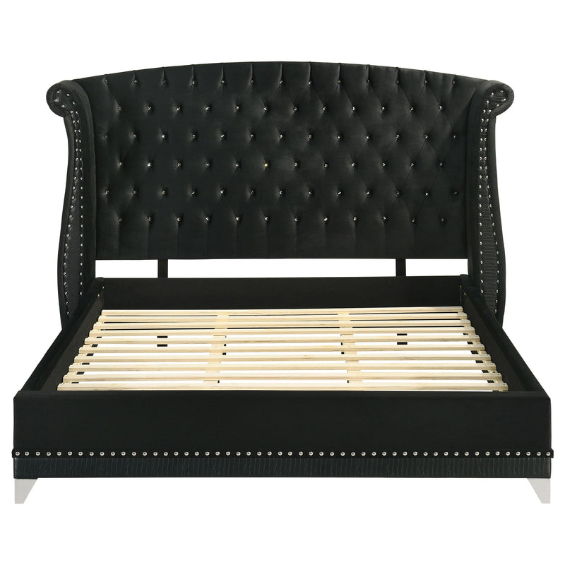 Barzini Upholstered California King Wingback Bed Black - 300643KW