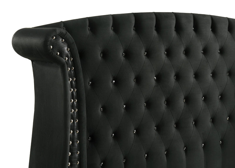 Barzini Upholstered California King Wingback Bed Black - 300643KW