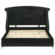Barzini Upholstered Eastern King Wingback Bed Black - 300643KE