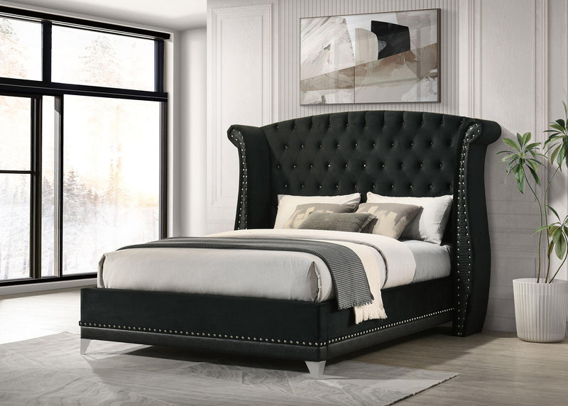 Barzini Upholstered Queen Wingback Bed Black - 300643Q