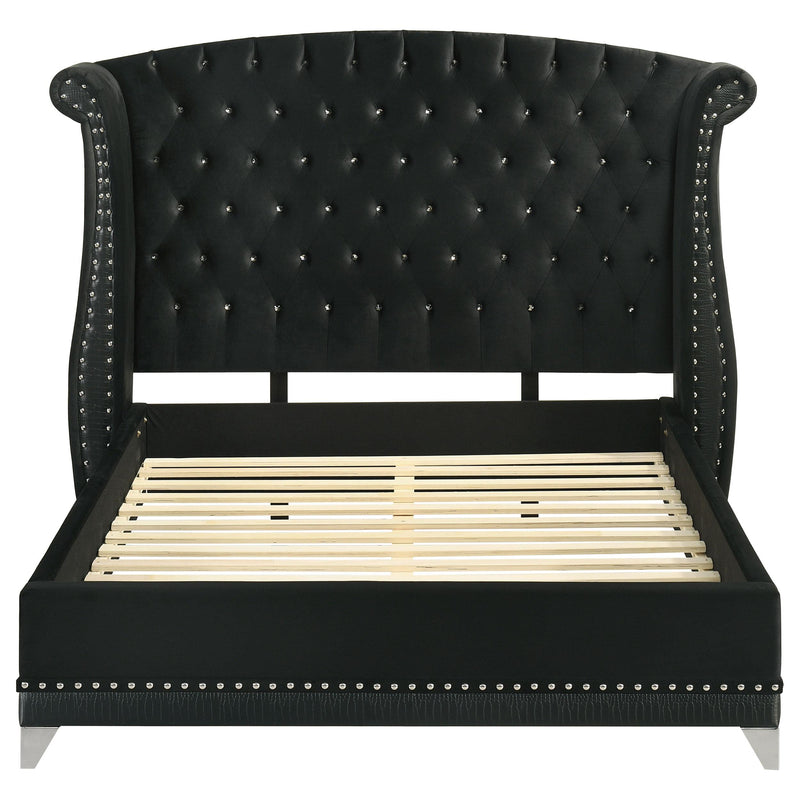 Barzini Upholstered Queen Wingback Bed Black - 300643Q