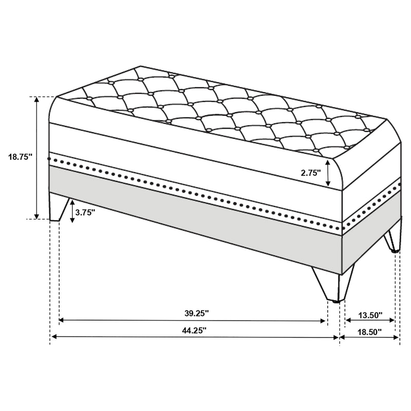 Barzini Velvet Upholstered Tufted Storage Bench Black - 300644