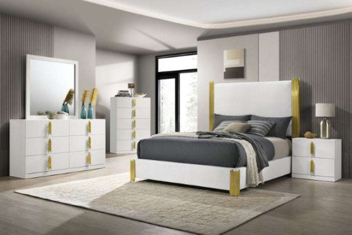 Basildon White/Gold Nightstand - FM7271WH-N