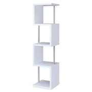 Baxter 67-inch 4-shelf Bookshelf White and Chrome - 801418