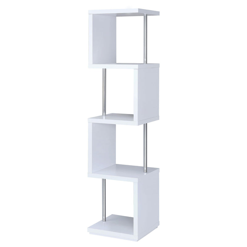 Baxter 67-inch 4-shelf Bookshelf White and Chrome - 801418