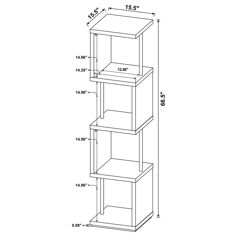 Baxter 67-inch 4-shelf Bookshelf White and Chrome - 801418