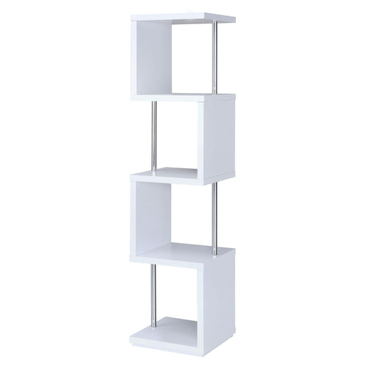 Baxter 67-inch 4-shelf Bookshelf White and Chrome - 801418