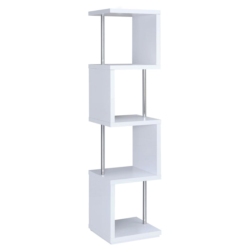 Baxter 67-inch 4-shelf Bookshelf White and Chrome - 801418
