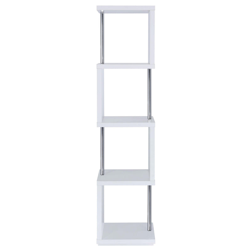 Baxter 67-inch 4-shelf Bookshelf White and Chrome - 801418